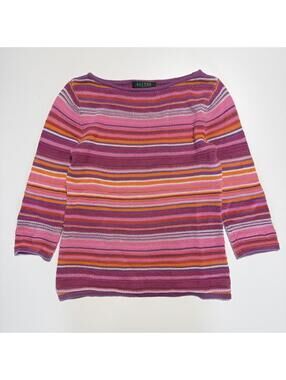 lauren ralph lauren stripe cotton knit sweater womens XS petite